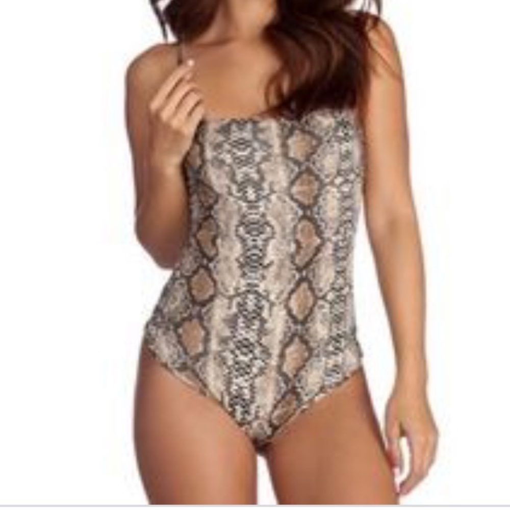 Windsor snakeskin bodysuit.